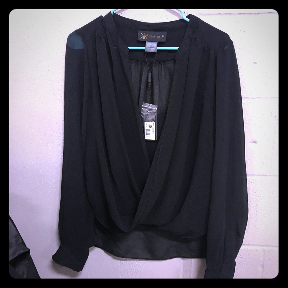 KIM KARDASHIAN SHEER BLOUSE NEW WITH TAGS